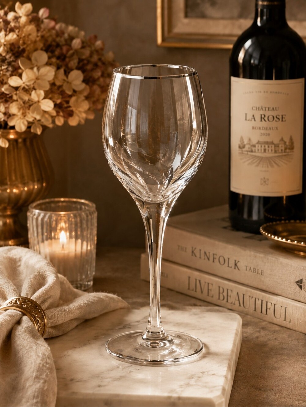 Bohemia Crystal Rimmed Wine Glasses Set Of 4